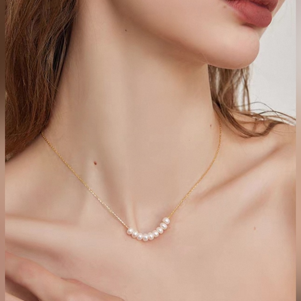 [SOLD] Vermeil Natural Pearl Necklace gold plated stainless steel